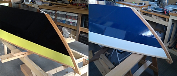 Each boat received two coats of one-part polyurethane applied with roller and brush